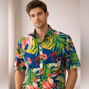 Vacation Shirt Button-Down Shirt - Blue Floral